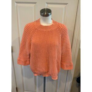 Maeve Anthropologie Peach Chunky Rib Knit Crew Neck Sweater, Size Small